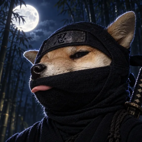 Papi as a masked shinobi under a full moon.